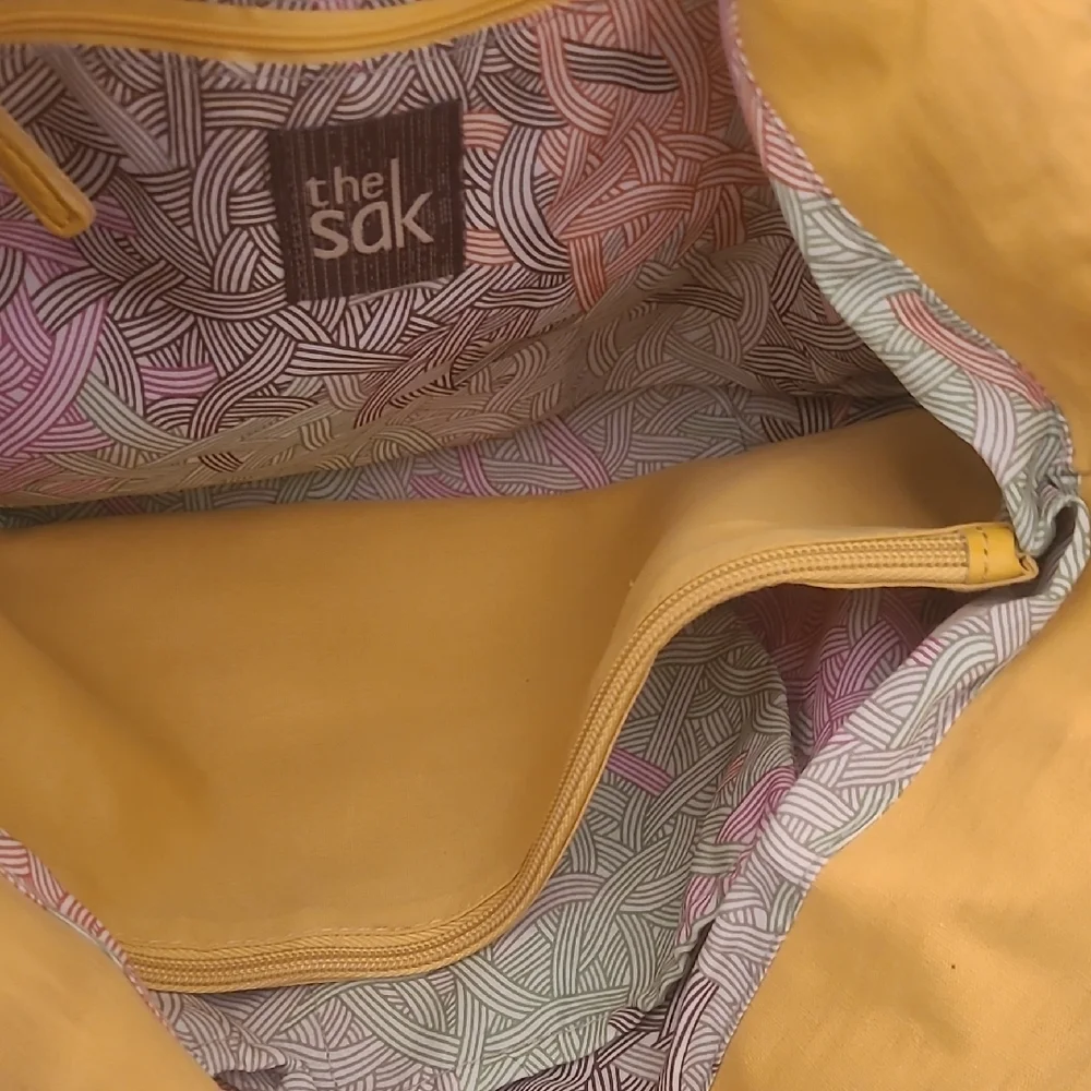 The Sak Yellow Leather Shoulder Bag with Brown Handles - Picture 6 of 11
